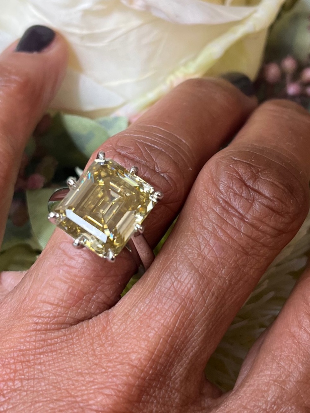 10 Carat Yellow Moissinite Diamond Ring